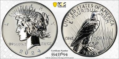 2024-S $1 Peace Dollar Rev PR Two-Coin Reverse Proof Set PR69