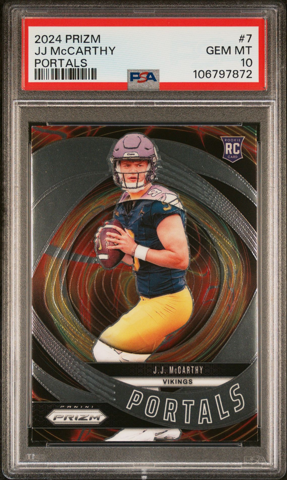 2024 Panini Prizm Portals Jj Mccarthy #7 Gem Mt 10 front