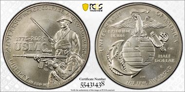 2025-S 50C USMC - 250th Anniversary First Strike MS70