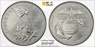 2025-P $1 USMC - 250th Anniversary First Strike MS70