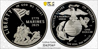 2025-P $1 USMC - 250th Anniversary First Strike PR70DCAM