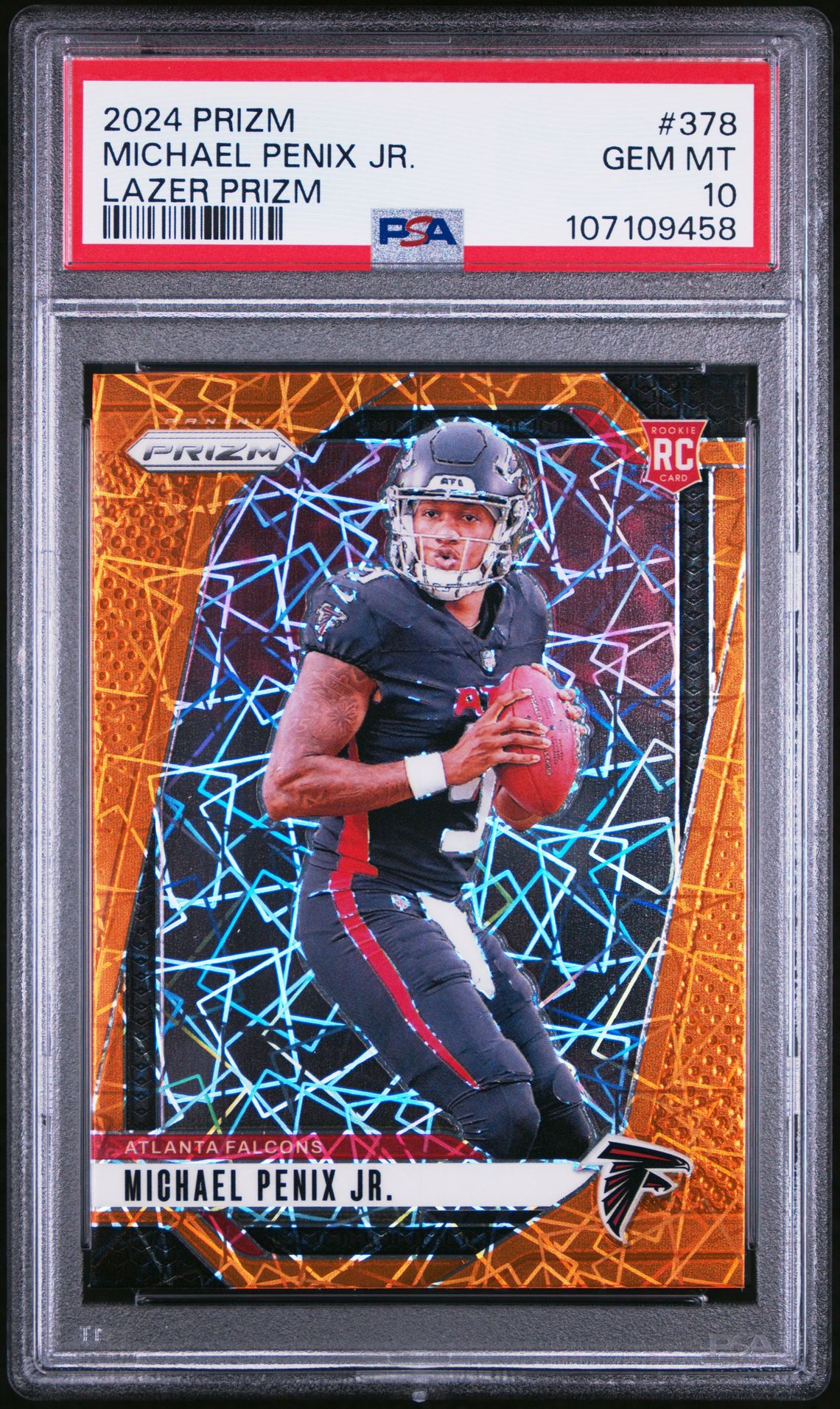 2024 Panini Prizm Michael Penix Jr. #378 (Lazer Prizm) Gem Mt 10 front