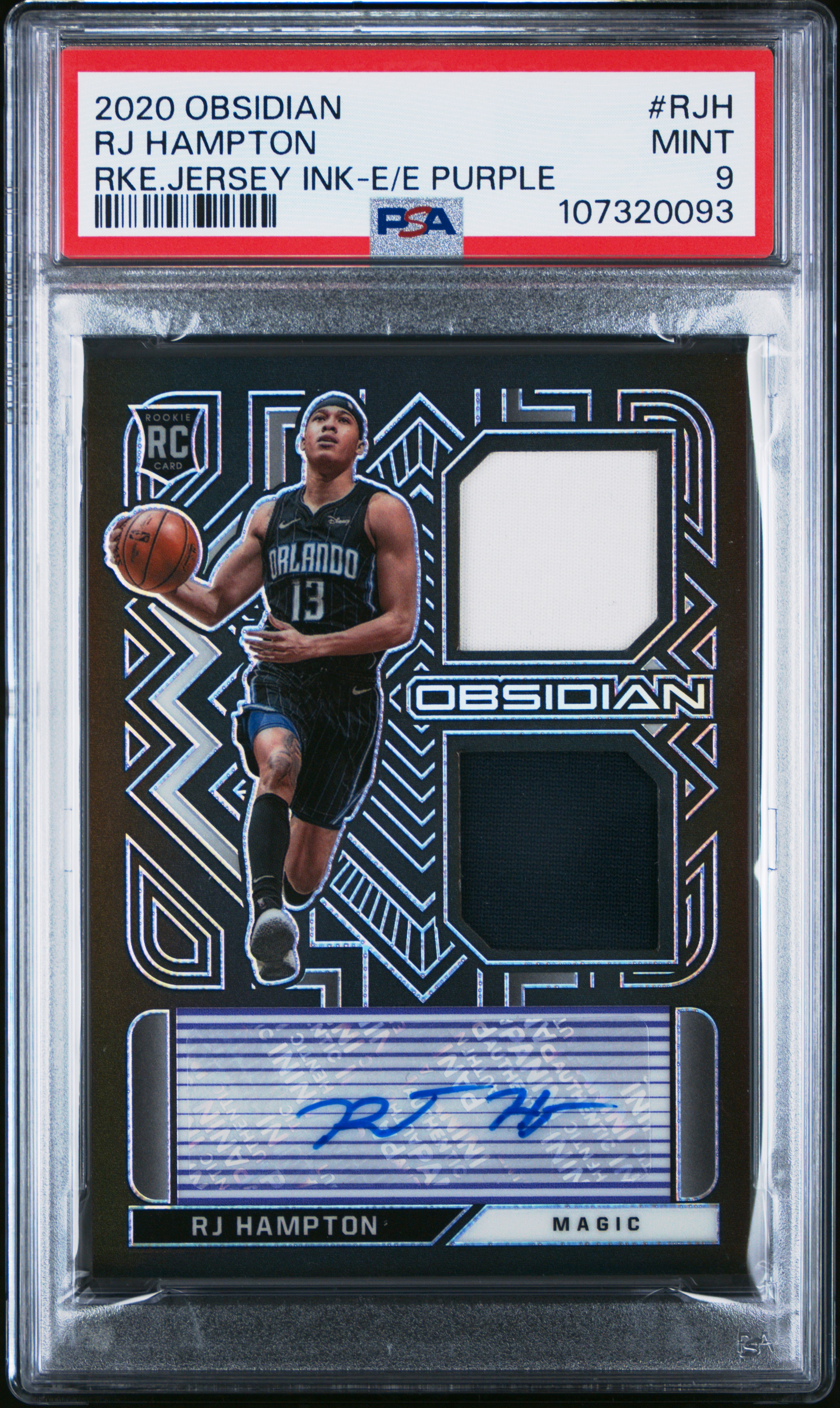 2020 Panini Obsidian Rookie Jersey Ink Rj Hampton #Rjh (Rke.jersey Ink-E/E Purple) Mint 9 front