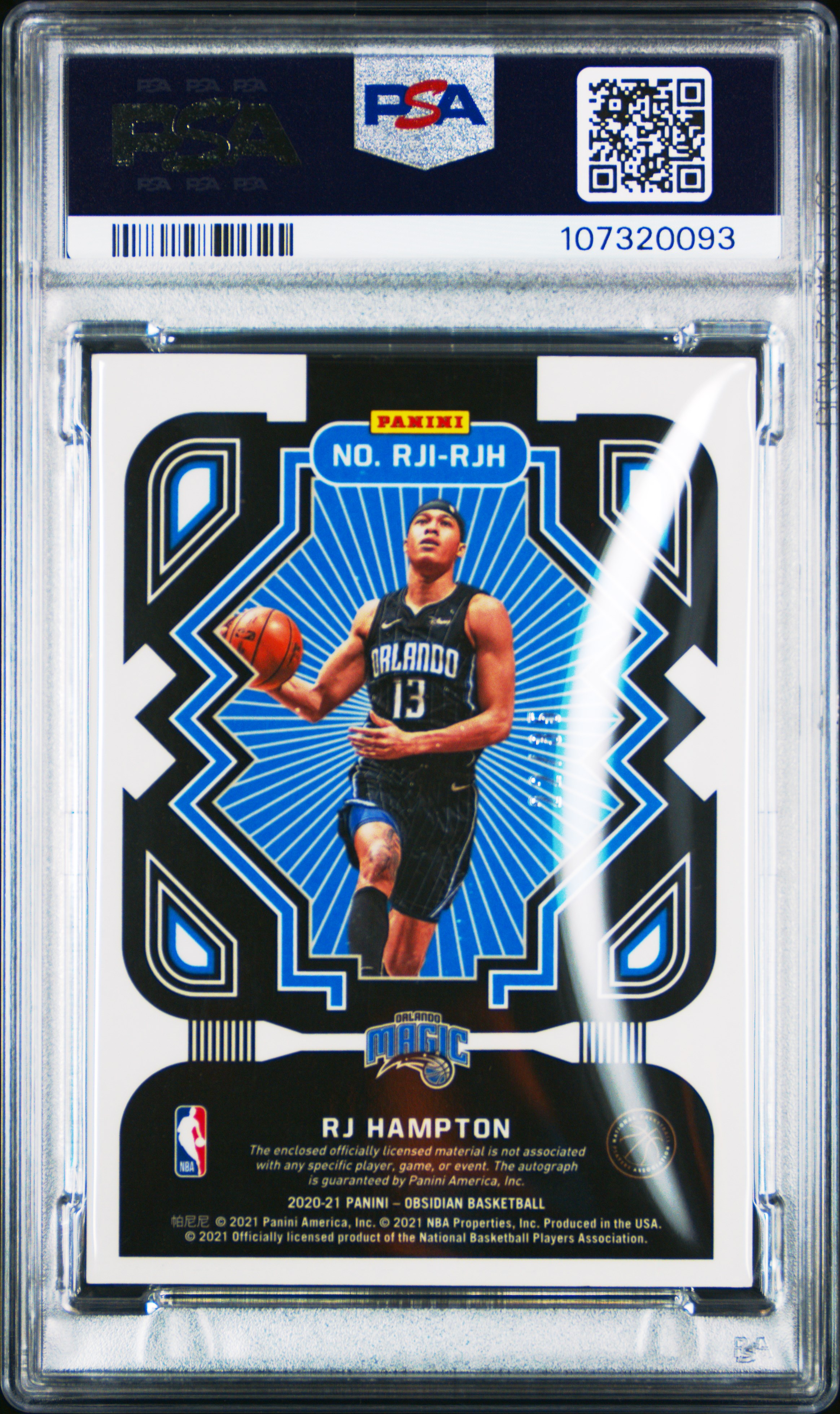 2020 Panini Obsidian Rookie Jersey Ink Rj Hampton #Rjh (Rke.jersey Ink-E/E Purple) Mint 9 back