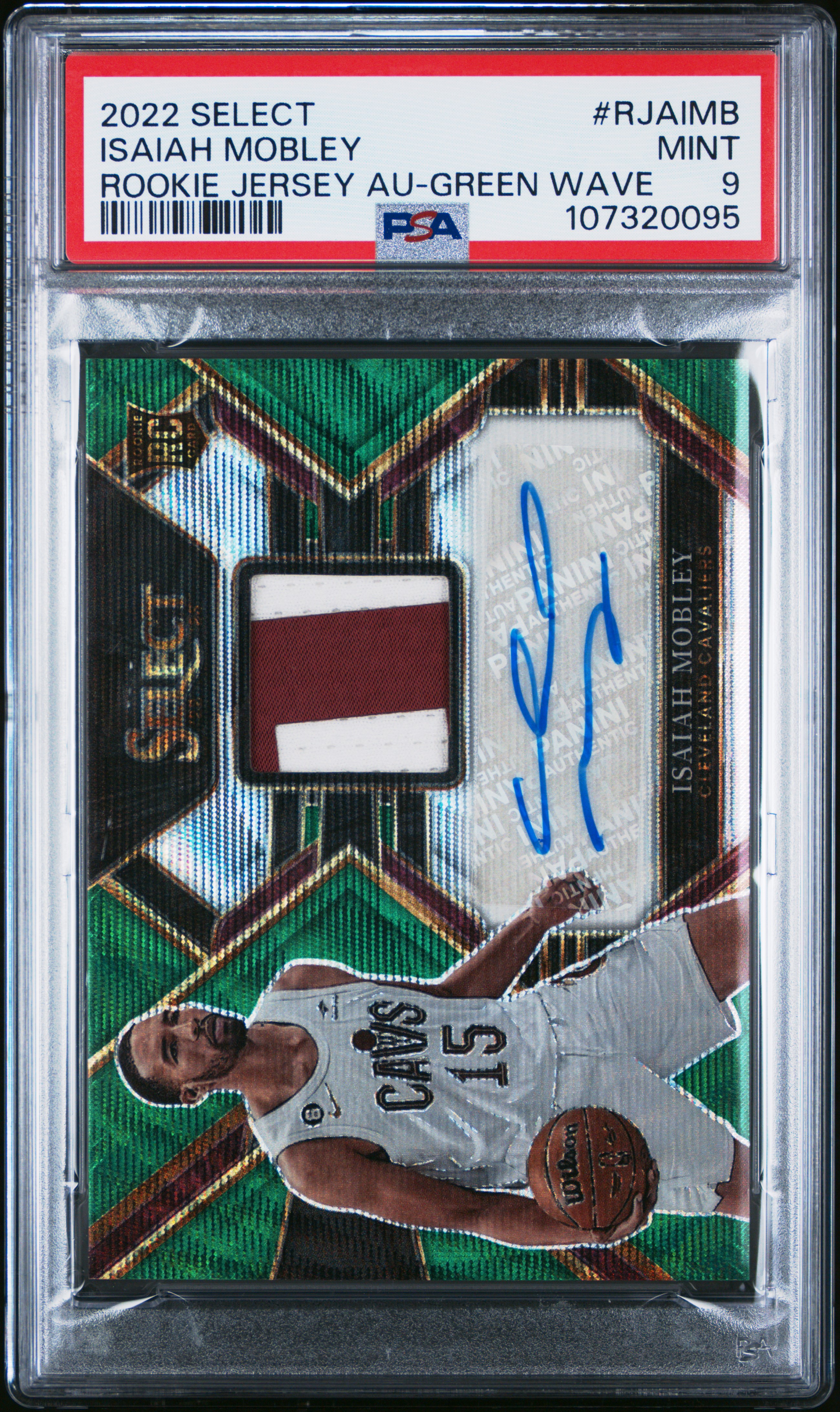 2022 Panini Select Rookie Jersey Autographs Isaiah Mobley #Rjaimb (Rookie Jersey Au-Green Wave) Mint 9 front