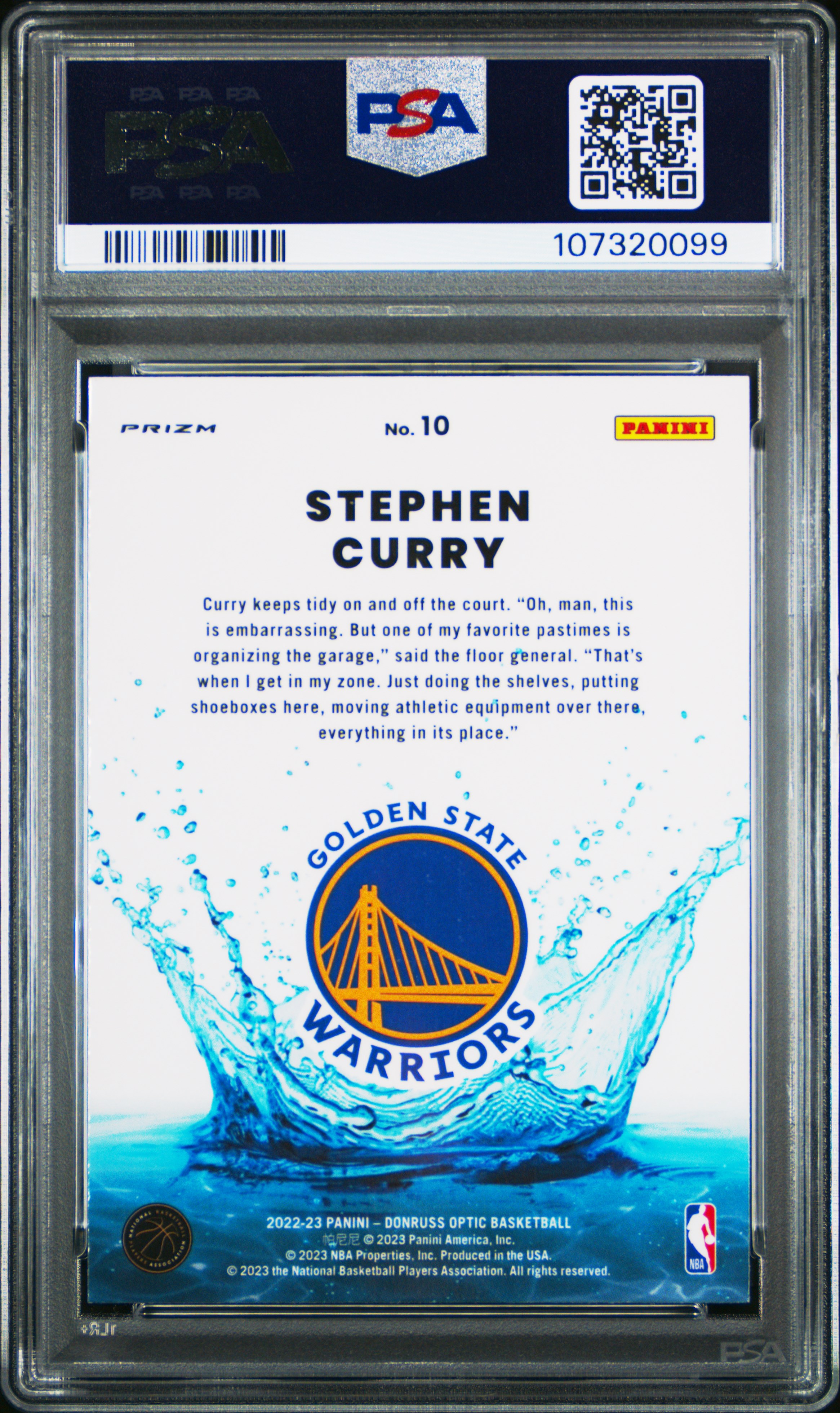 2022 Panini Donruss Optic Splash! Stephen Curry #10 (Splash!-Holo) Mint 9 back
