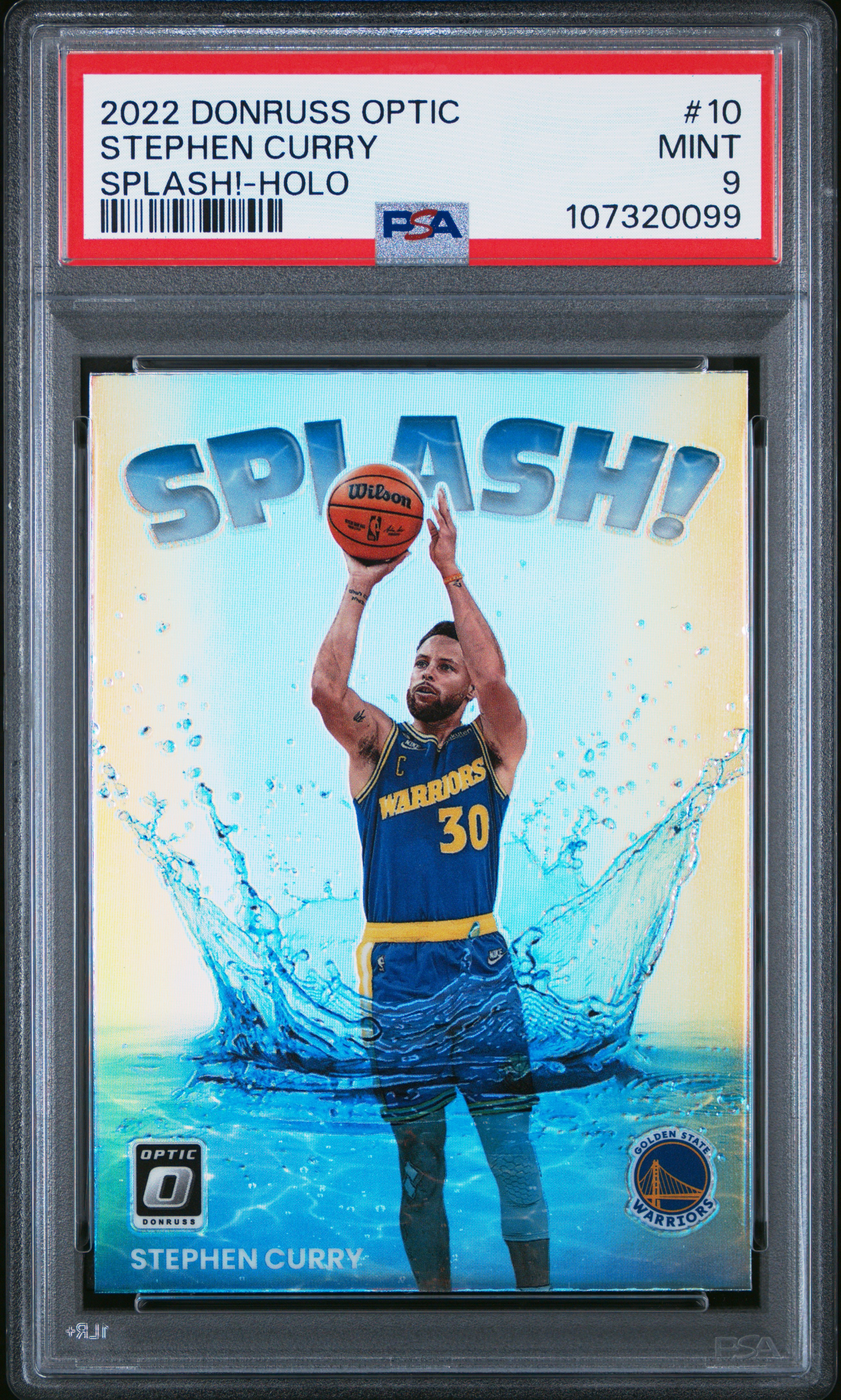 2022 Panini Donruss Optic Splash! Stephen Curry #10 (Splash!-Holo) Mint 9 front