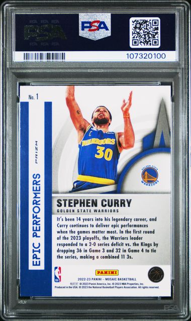 2022 Panini Mosaic Epic Performers Stephen Curry #1 (Epic Performers-Green) Gem Mt 10 back