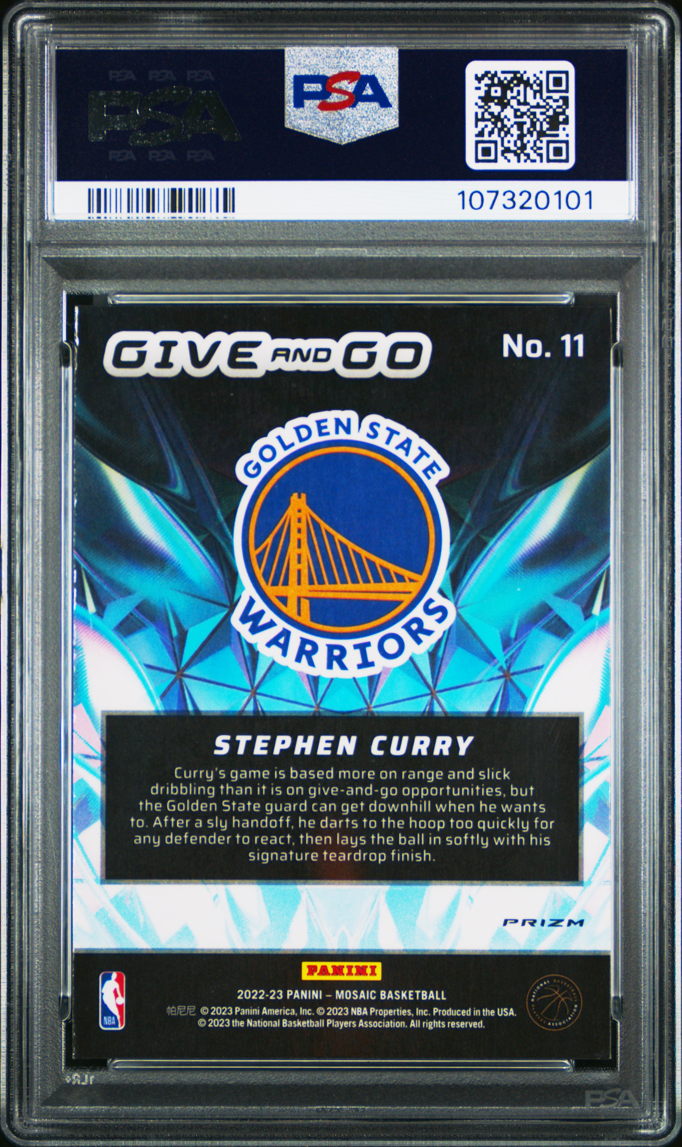 2022 Panini Mosaic Give And Go Stephen Curry #11 (Give And Go-Green) Gem Mt 10 back