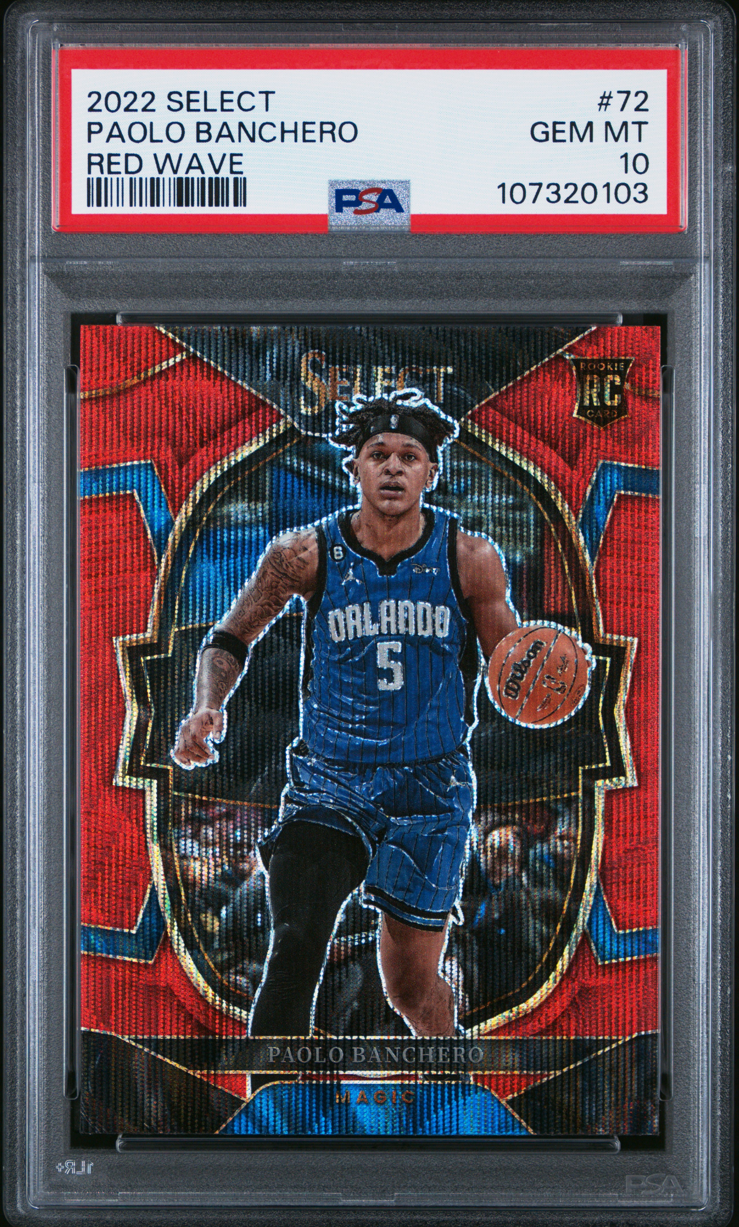 2022 Panini Select Paolo Banchero #72 (Red Wave) Gem Mt 10 front