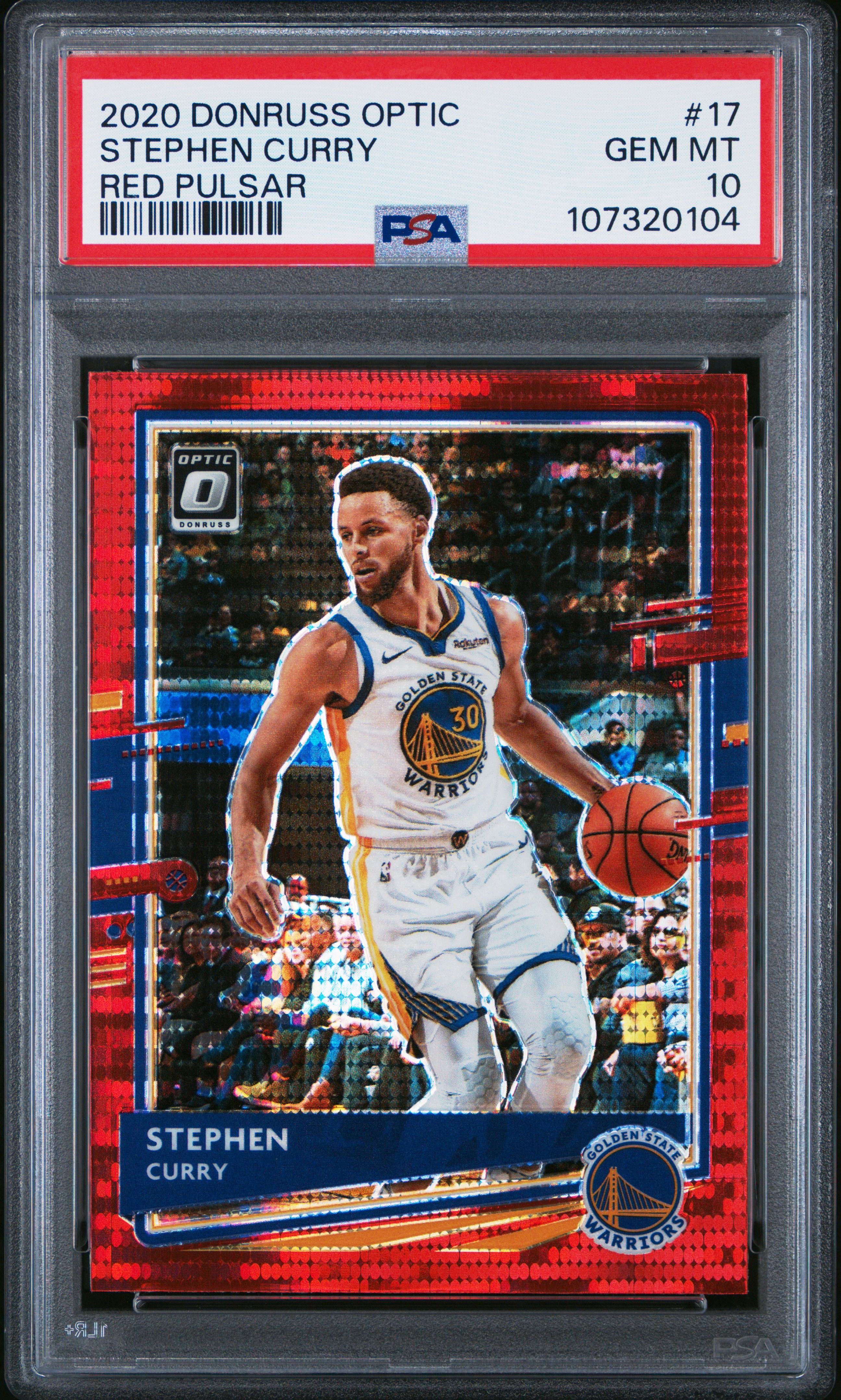2020 Panini Donruss Optic Stephen Curry #17 (Red Pulsar) Gem Mt 10 front