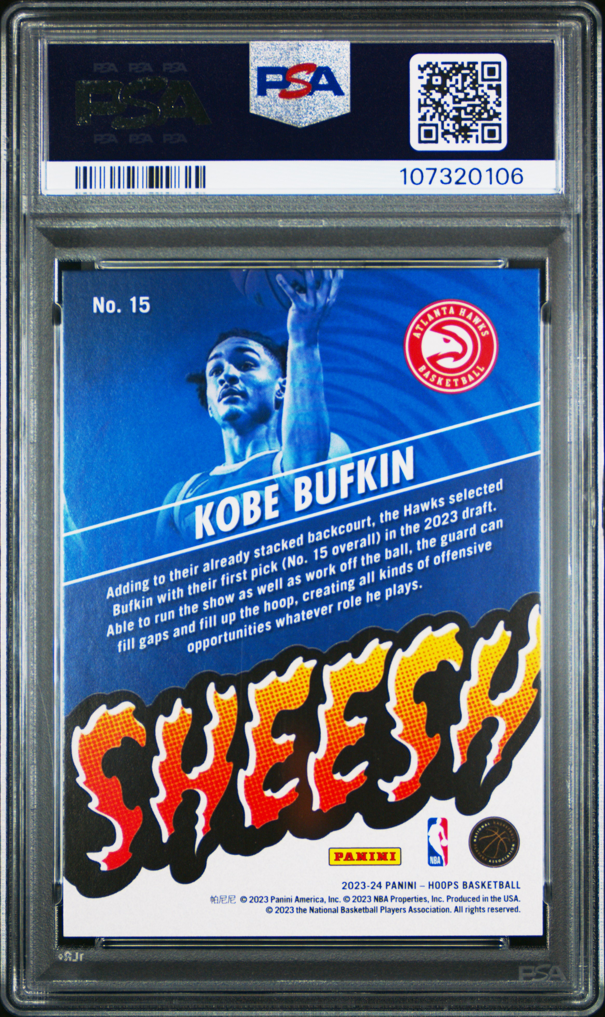 2023 Panini Nba Hoops Sheesh Kobe Bufkin #15 (Sheesh-Hyper Green) Gem Mt 10 back