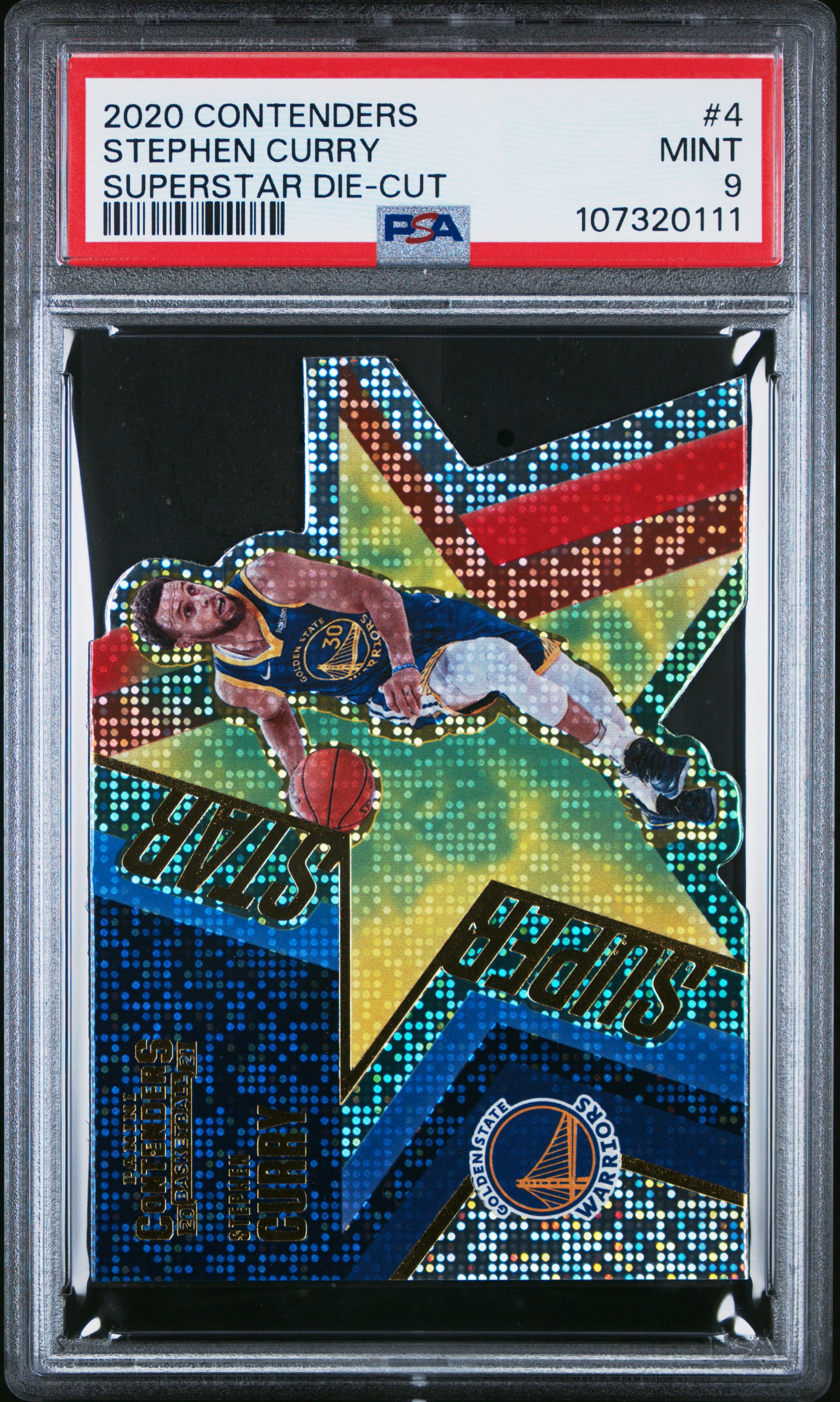 2020 Panini Contenders Superstar Die-Cuts Stephen Curry #4 (Superstar Die-Cut) Mint 9 front
