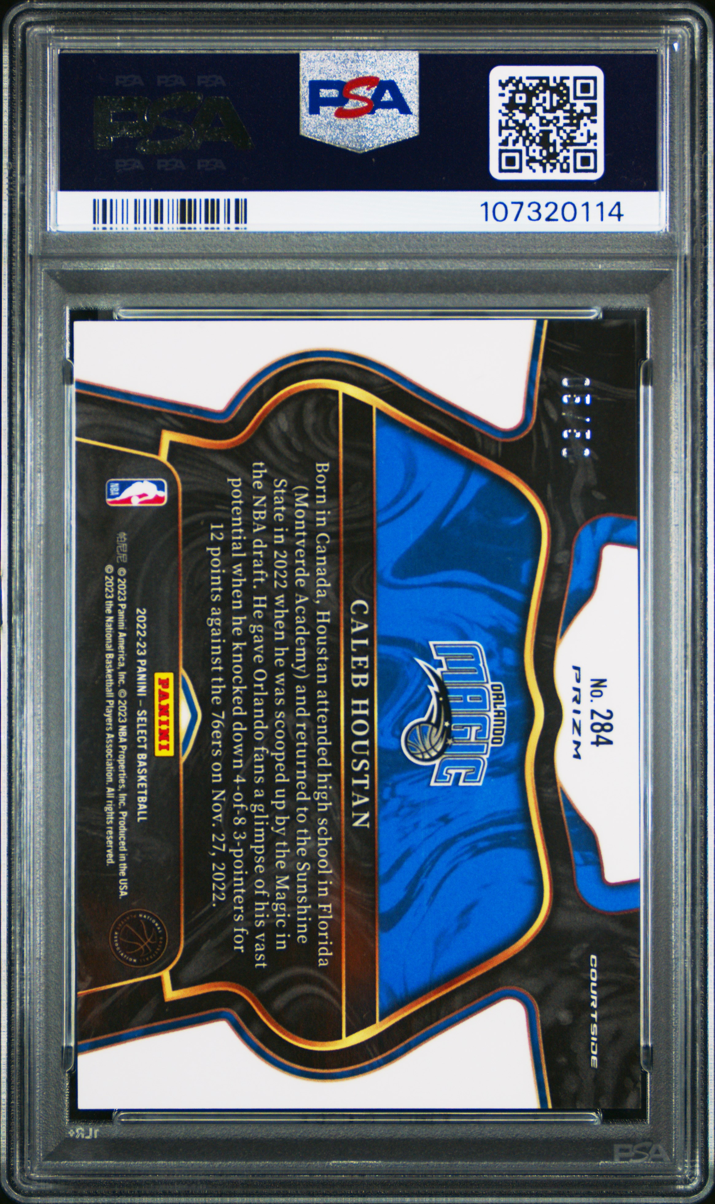 2022 Panini Select Caleb Houstan #284 (Green Wave) Gem Mt 10 back