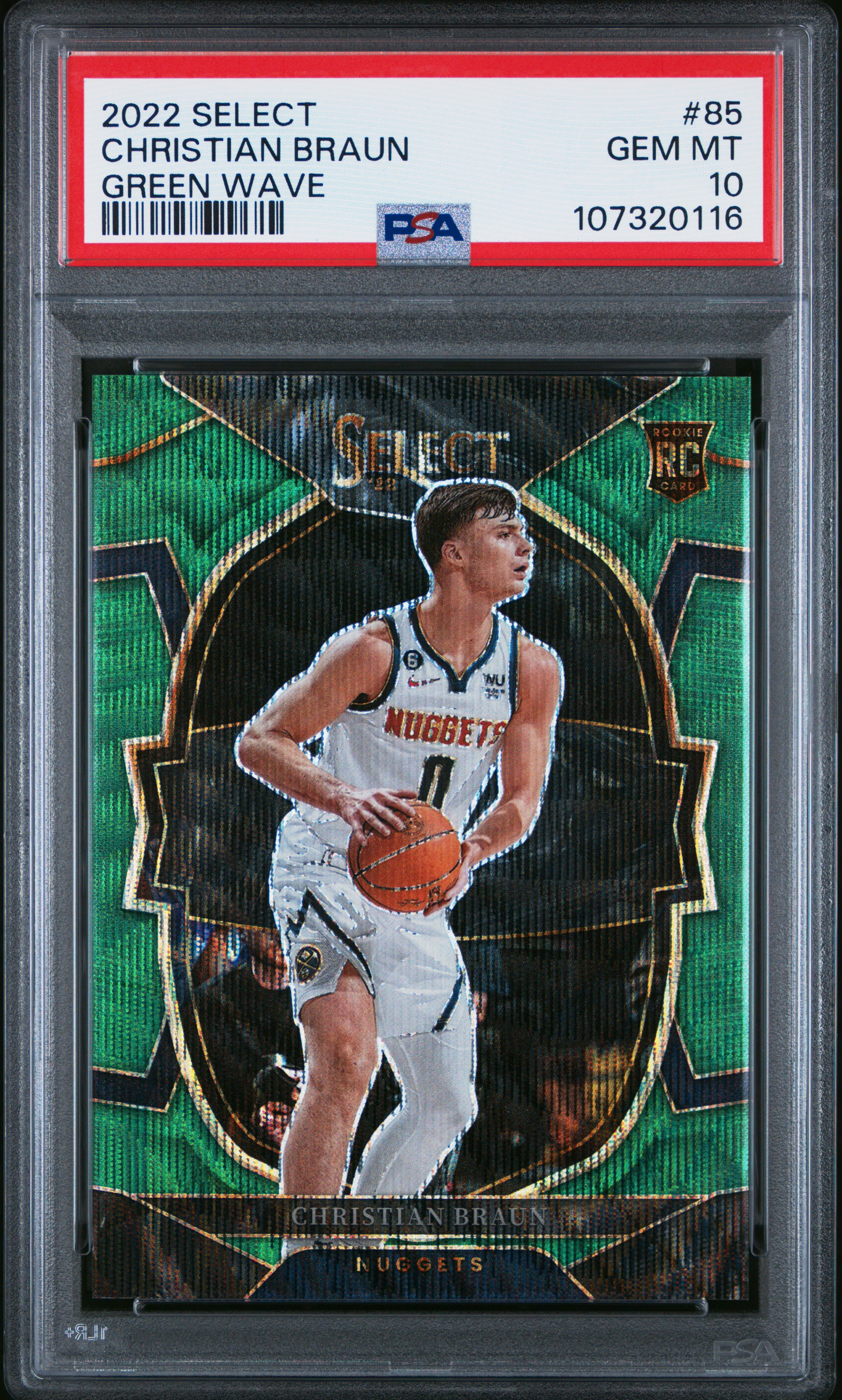 2022 Panini Select Christian Braun #85 (Green Wave) Gem Mt 10 front