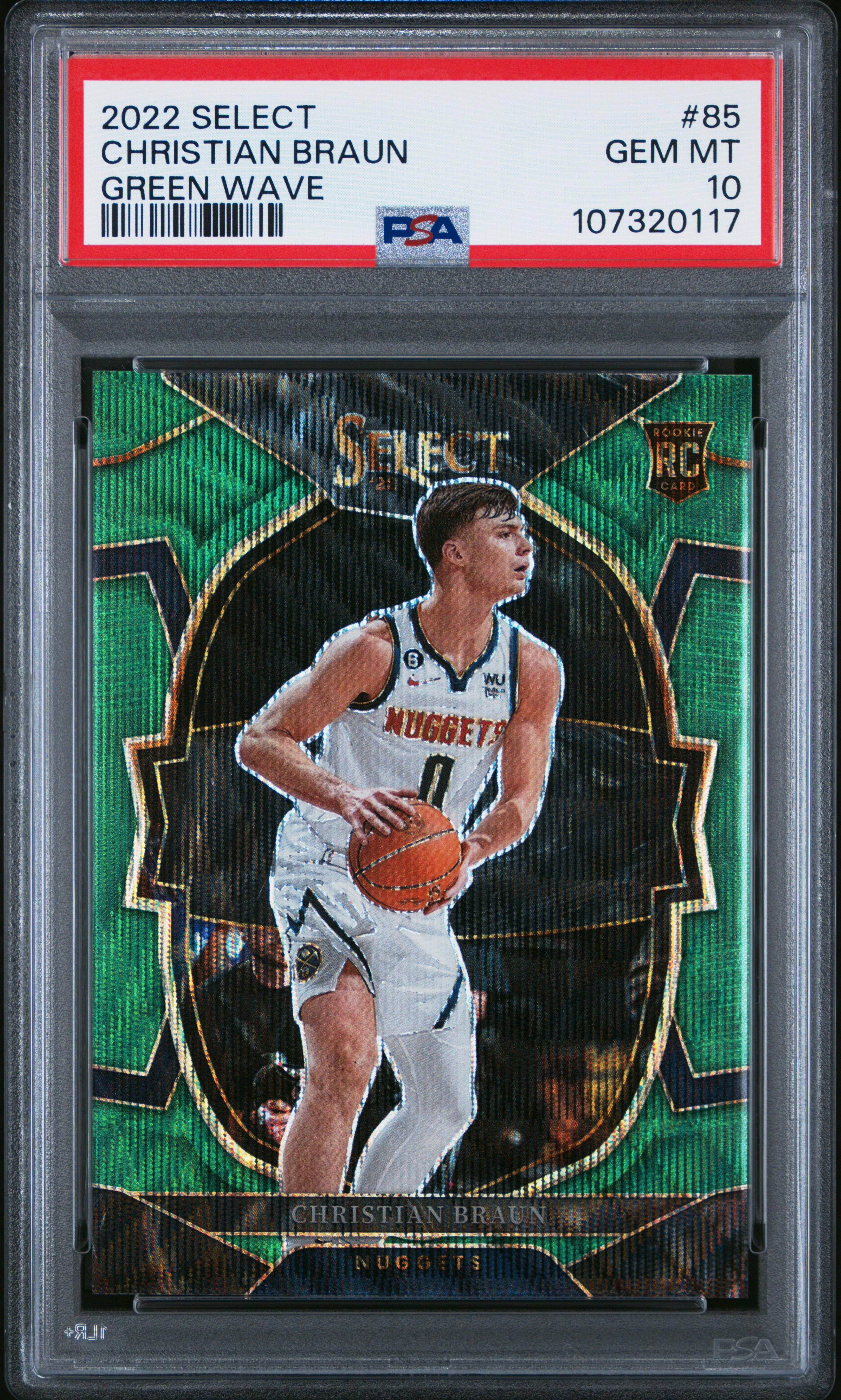 2022 Panini Select Christian Braun #85 (Green Wave) Gem Mt 10 front