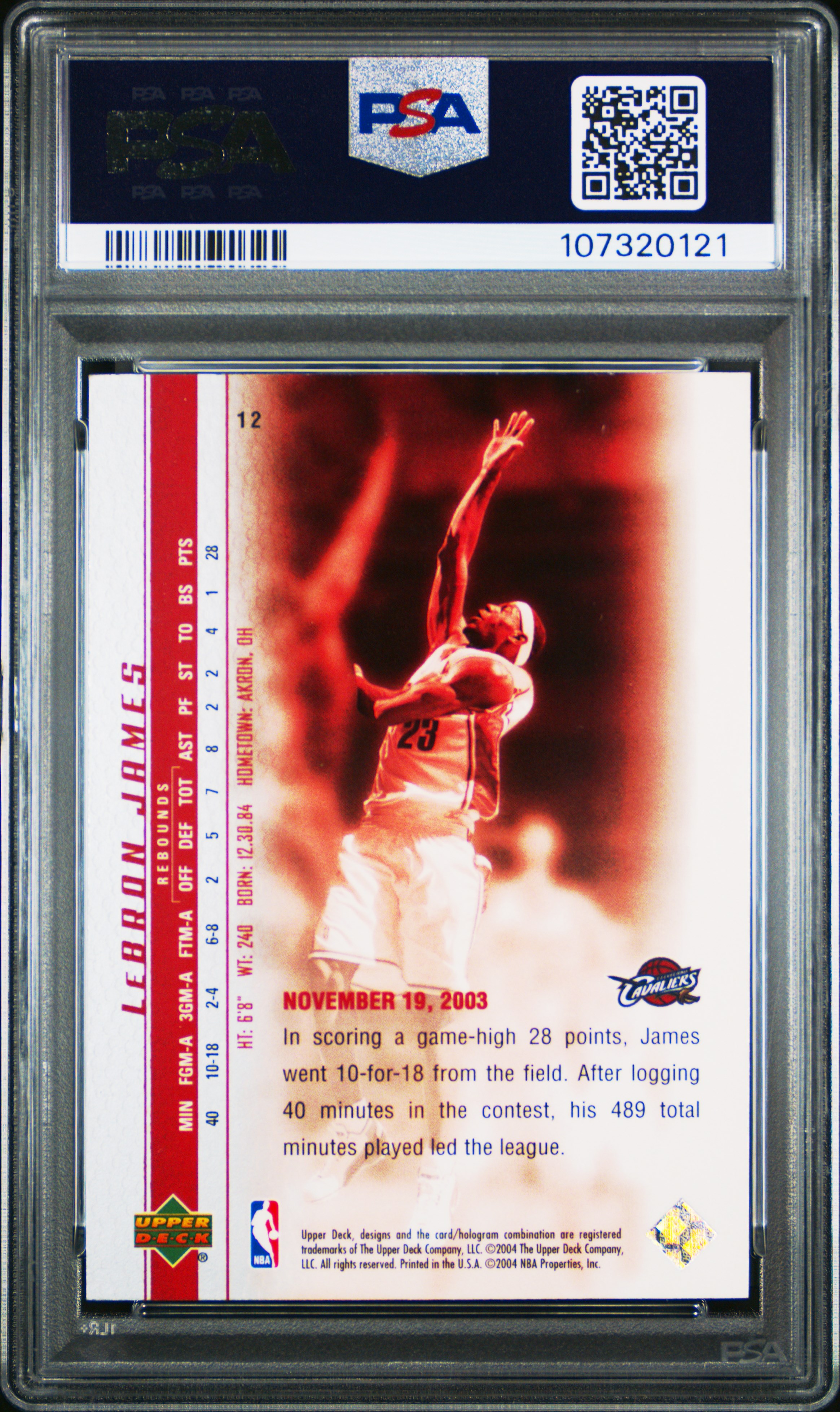 2003 Upper Deck Lebron James Phenomenal Beginnings Lebron James #12 (Phenomenal Beginning) Nm-Mt 8 back