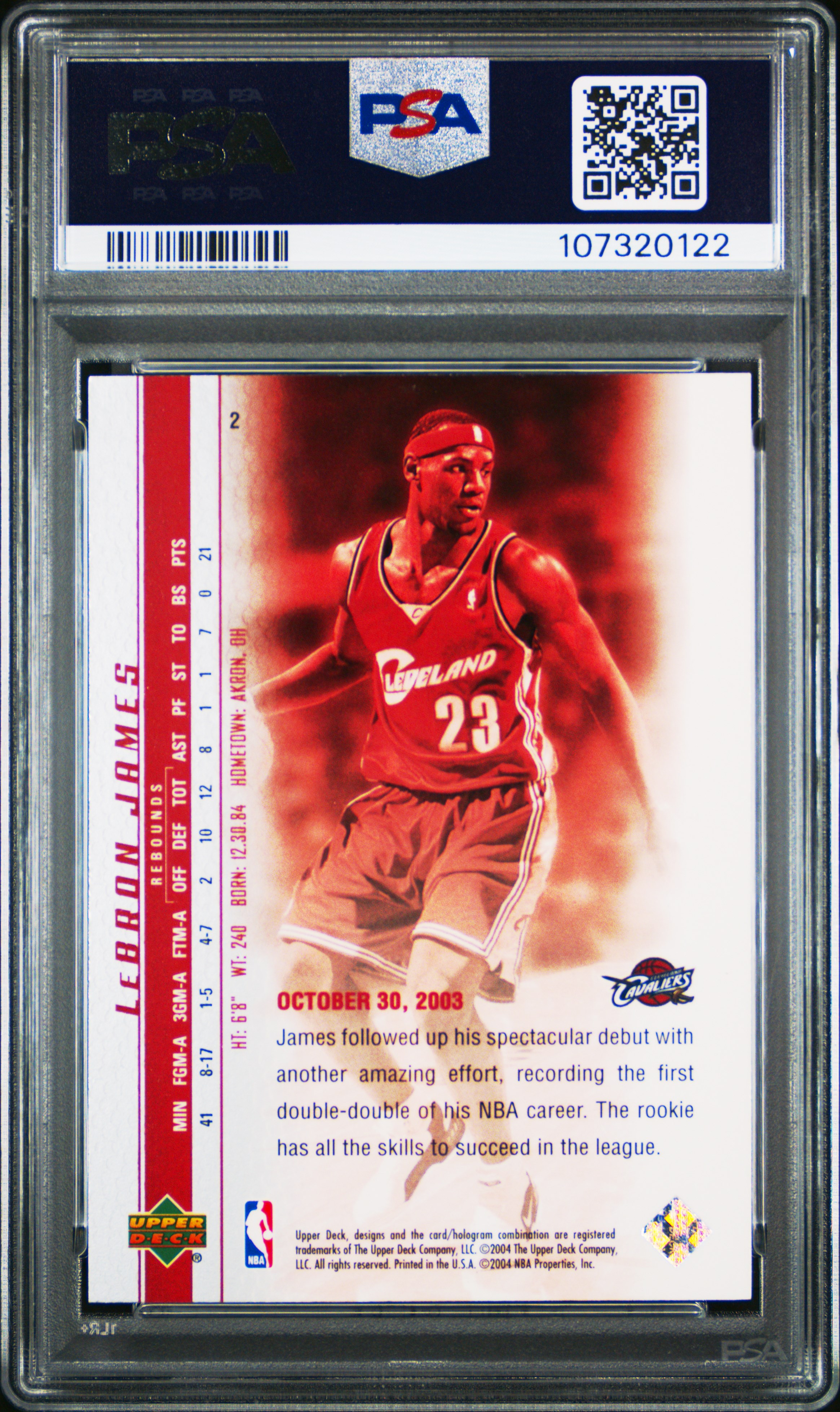 2003 Upper Deck Lebron James Phenomenal Beginnings Lebron James #2 (Phenomenal Beginning) Mint 9 back