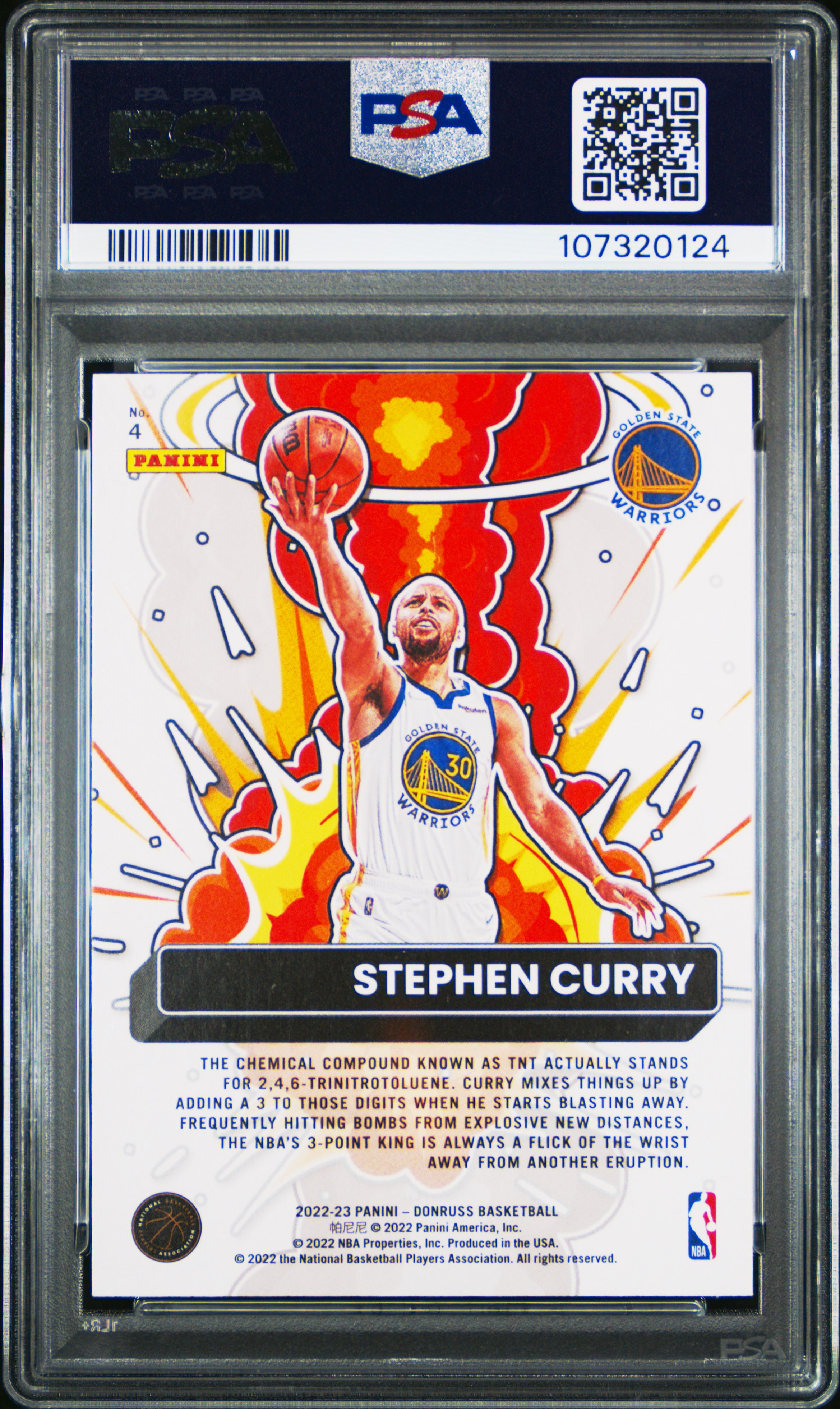 2022 Panini Donruss Bomb Squad Stephen Curry #4 (Bomb Squad) Gem Mt 10 back