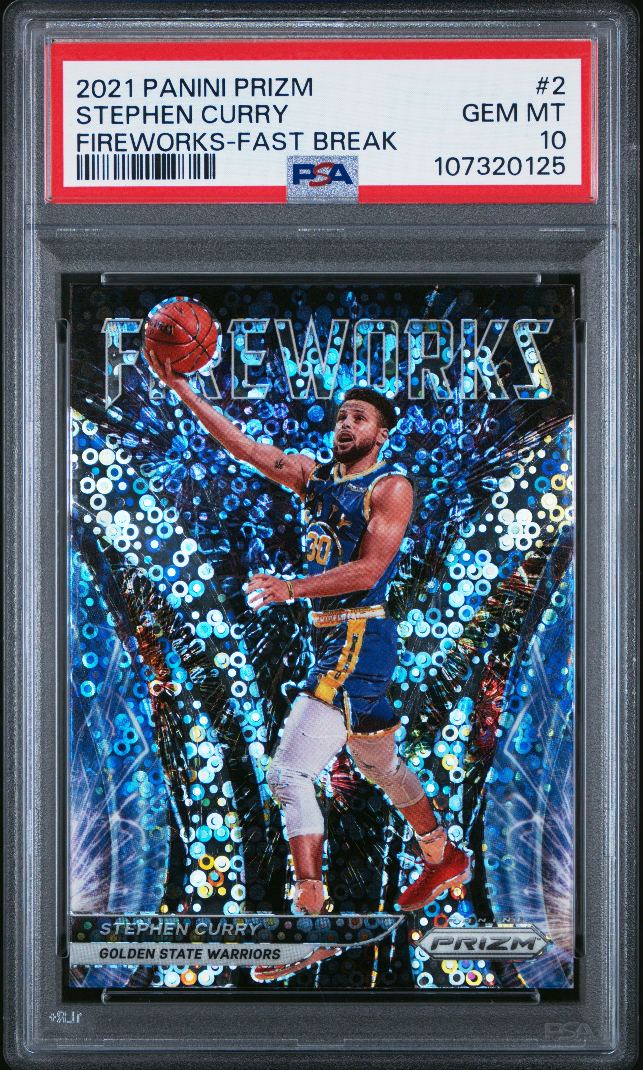 2021 Panini Prizm Fireworks Stephen Curry #2 (Fireworks-Fast Break) Gem Mt 10 front