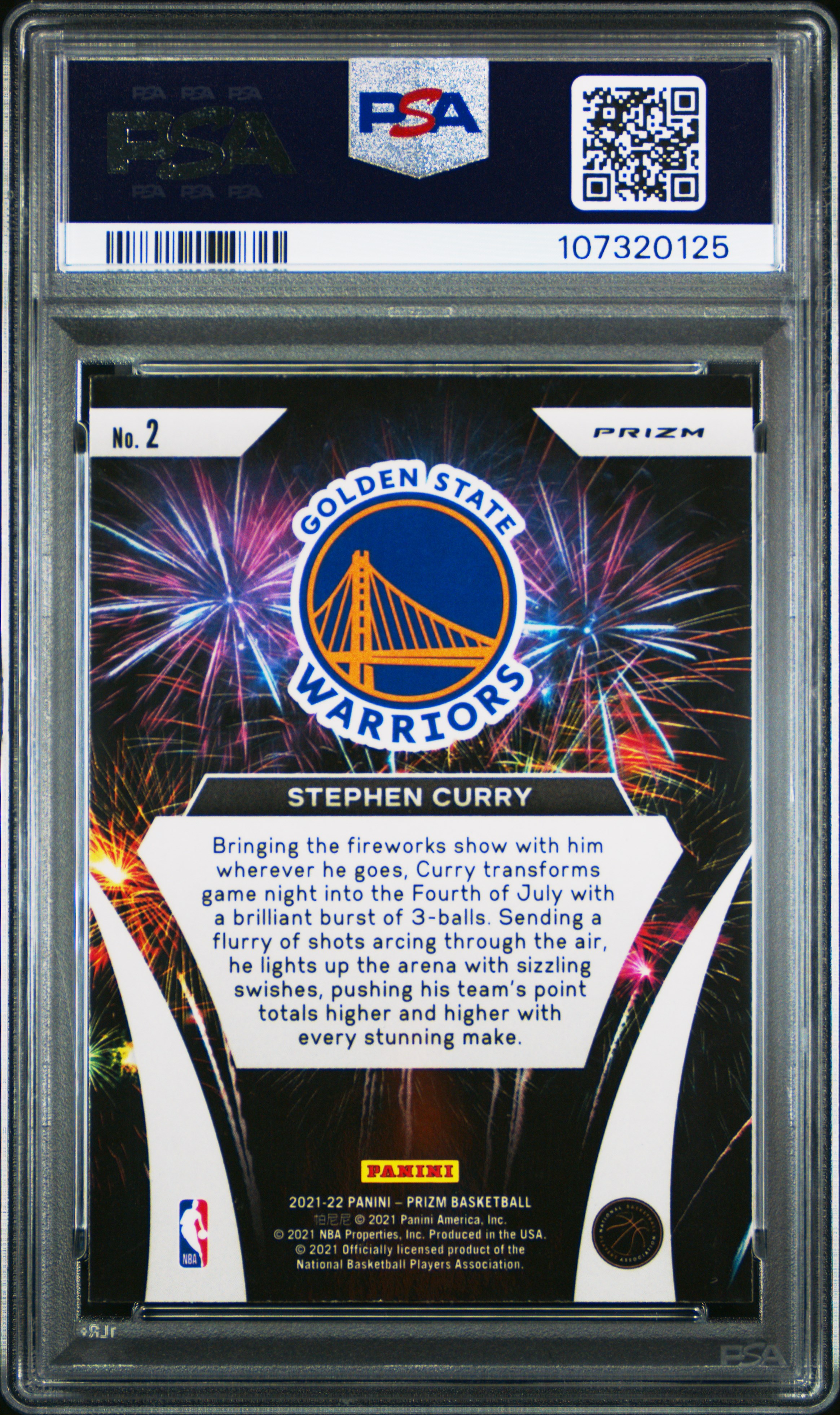 2021 Panini Prizm Fireworks Stephen Curry #2 (Fireworks-Fast Break) Gem Mt 10 back