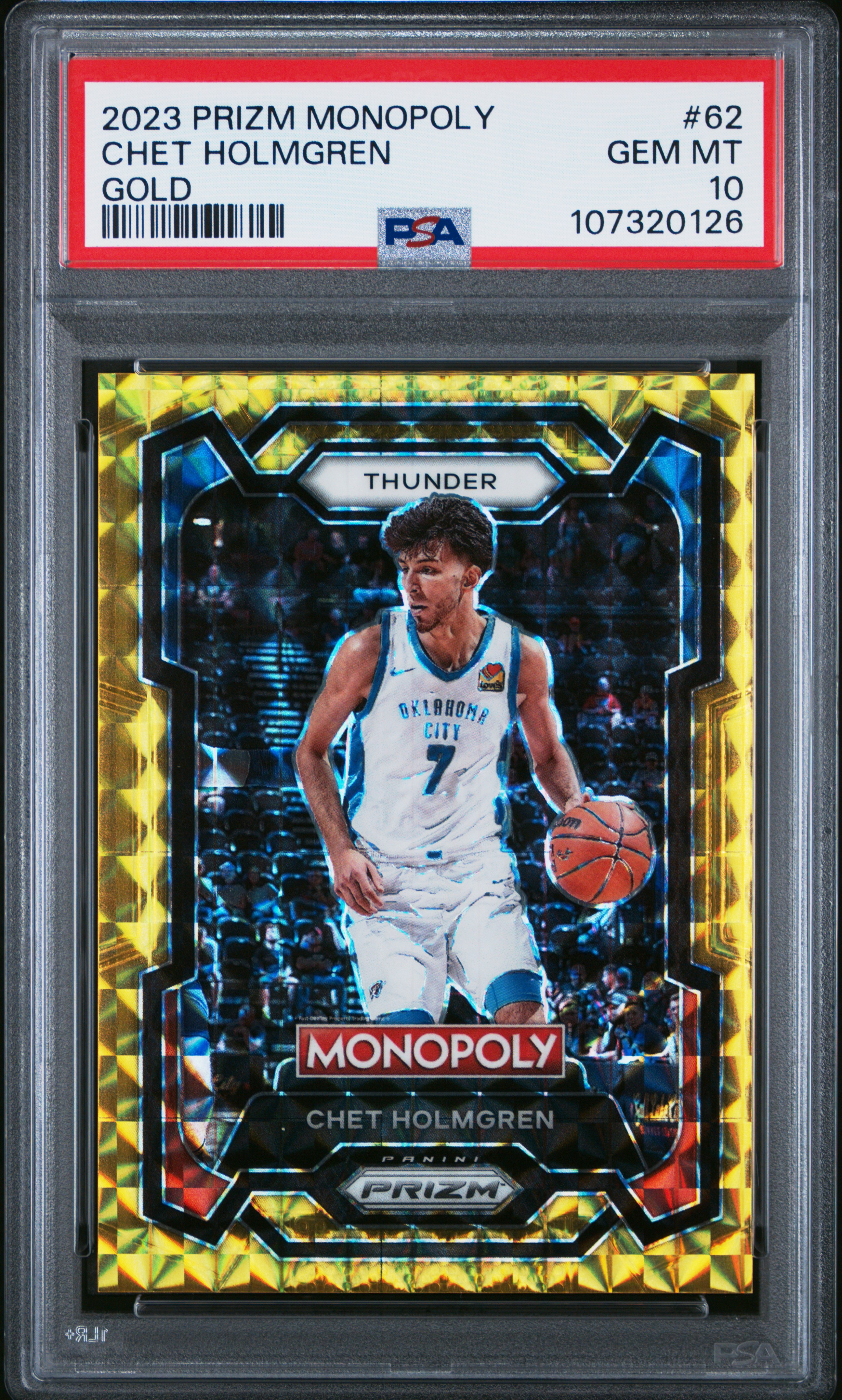 2023 Panini Prizm Monopoly Chet Holmgren #62 (Gold) Gem Mt 10 front