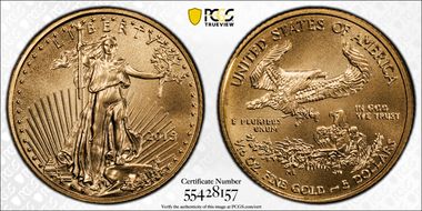 2015 $5 Gold Eagle MS70