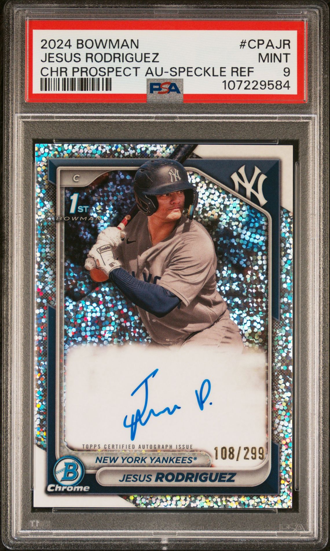 2024 Bowman BOWMAN CHROME PROSPECT AUTOGRAPHS CHR PROSPECT AU-SPECKLE REF #CPAJR Jesus Rodriguez front