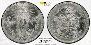 1944-M Peso KM-455 Ag MS66