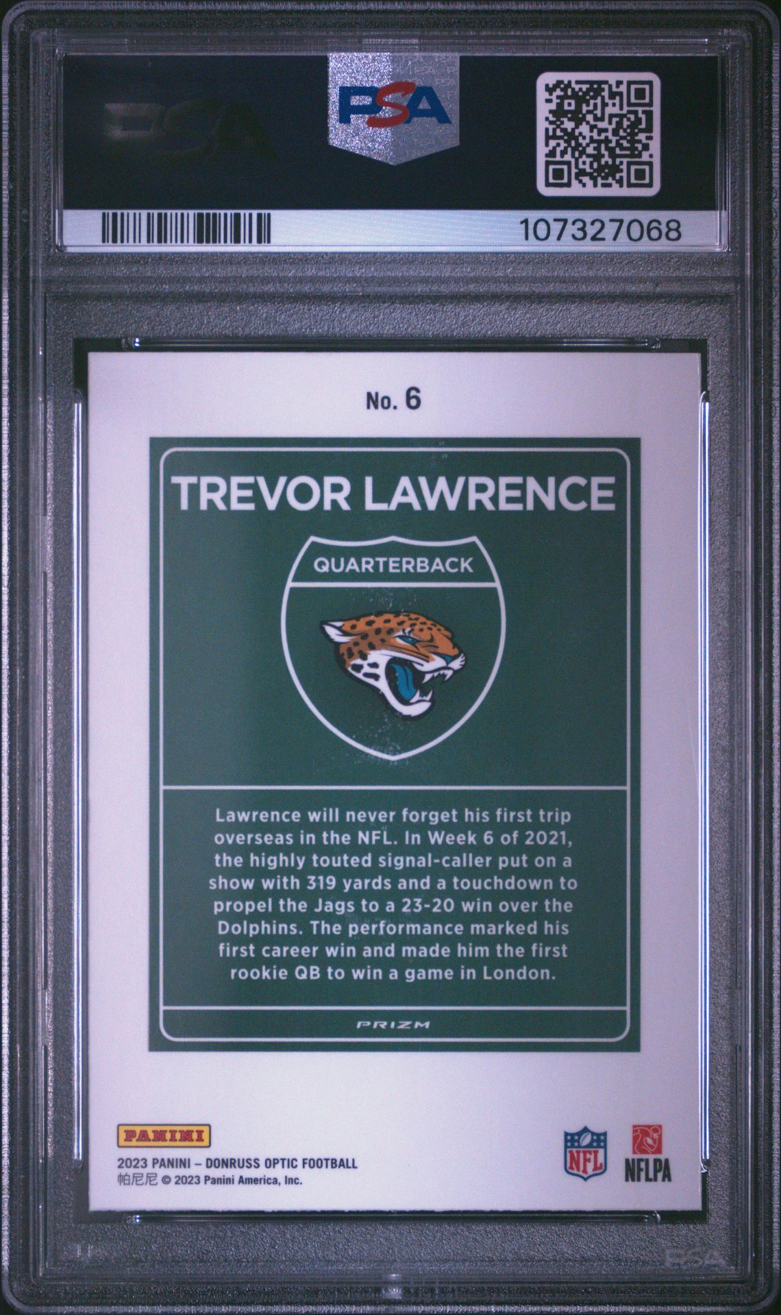 2023 Panini Donruss Optic International Downtown Trevor Lawrence #6 Mint 9 back