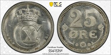 1914 VBP GJ 25 Øre MS65