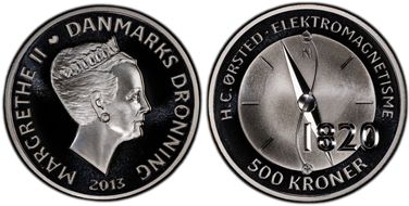 2013 500 Kr 1820 H.C. Ørsted Electromagnetism PR69DCAM