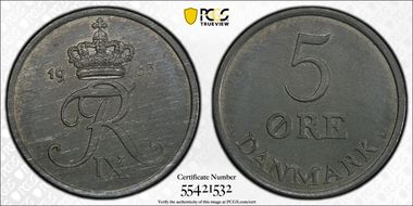 1963 CS 5 Øre KM-843.2 Zinc MS62