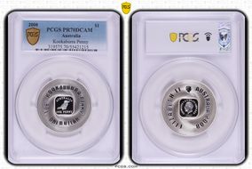 2008 $1 Kookaburra Penny PR70DCAM