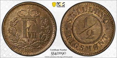 1857(o) 1/2 SkRg MS64BN