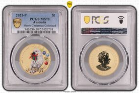 2021-P $1 Merry Christmas Colorized MS70