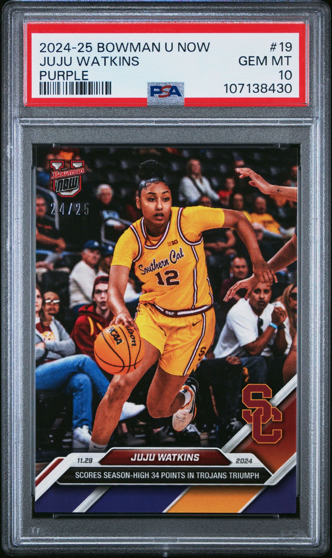 2024 Bowman BOWMAN U NOW PURPLE #19 Juju Watkins front