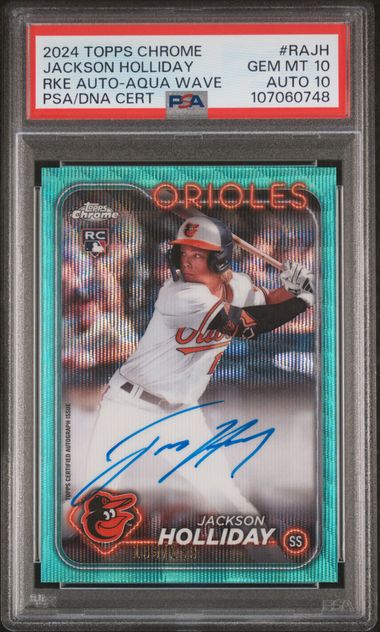 2024 Topps Topps Chrome RKE AUTO-AQUA WAVECertificationPrimary Signer (1 Signer)JACKSON HOLLIDAY Jackson Holliday front