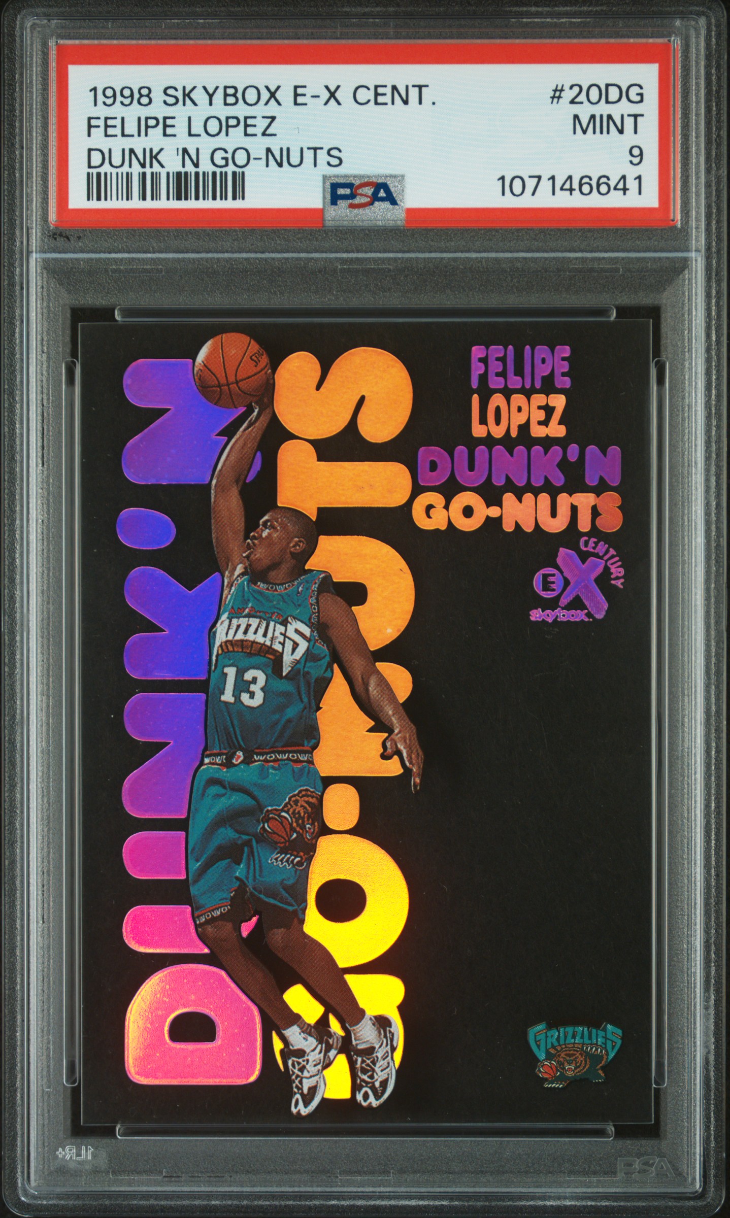 1998 FELIPE LOPEZ SKYBOX E-X CENTURY DUNK 'N GO-NUTS DUNK 'N