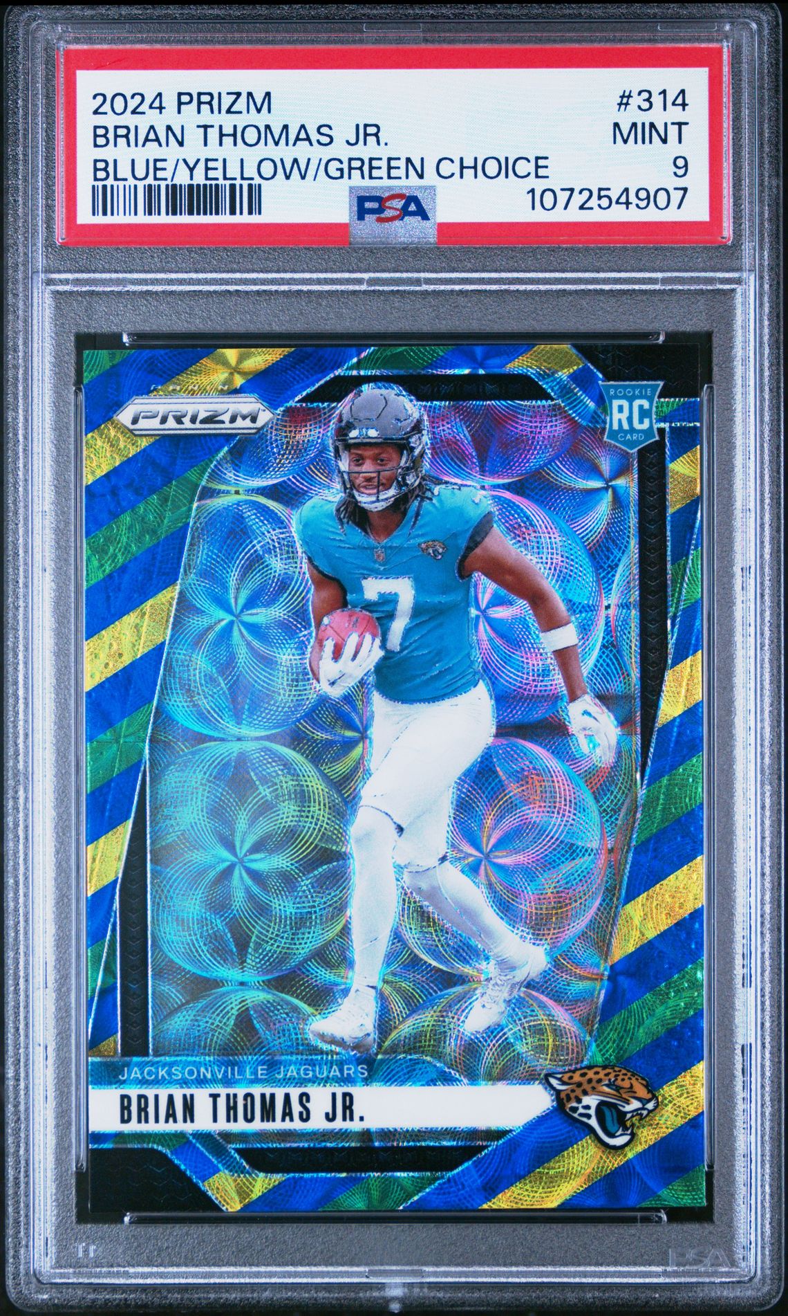 2024 Panini Prizm Brian Thomas Jr. #314 (Blue/Yellow/Green Choice) Mint 9 front