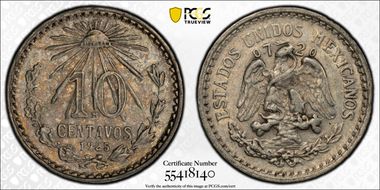 1925-M 10C KM-431  Ag AU55