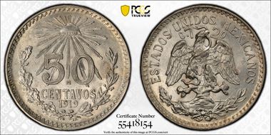 1919-M 50C KM-447 0.720 above Eagle MS62