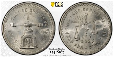 1949-Mo Onza KM-M49a  Ag N1