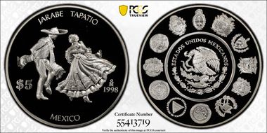 1998-Mo 5 Peso Jarabe Tapatio PR69DCAM