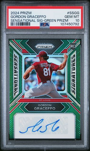 2024 Panini Prizm Sensational Signatures Gordon Graceffo #Ssgg (Sensational Sig-Green Prizm) Gem Mt 10 front