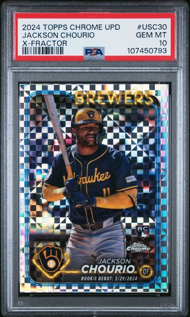 2024 Topps Chrome Update Jackson Chourio #Usc30 (X-Fractor) Gem Mt 10 front