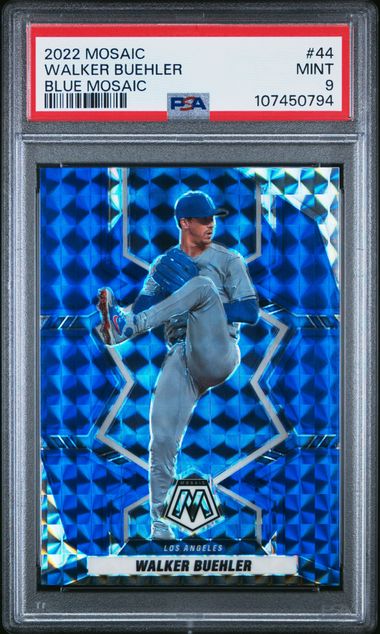 2022 Panini Mosaic Walker Buehler #44 (Blue Mosaic) Mint 9 front
