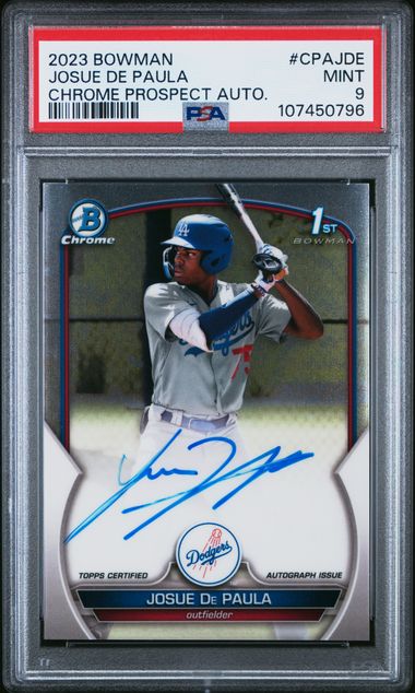 2023 Bowman Chrome Prospect Autographs Josue De Paula #Cpajde (Chrome Prospect Auto.) Mint 9 front