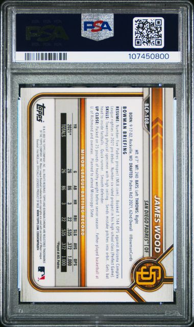 2022 Bowman Mega Box Chrome James Wood #108 (Chrome) Mint 9 back