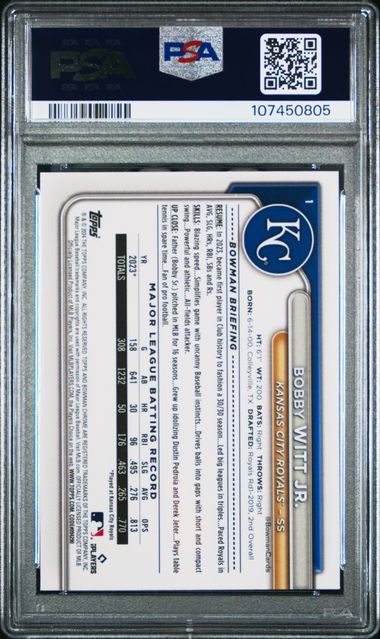 2024 Bowman Chrome Mega Box Bobby Witt Jr. #1 Gem Mt 10 back